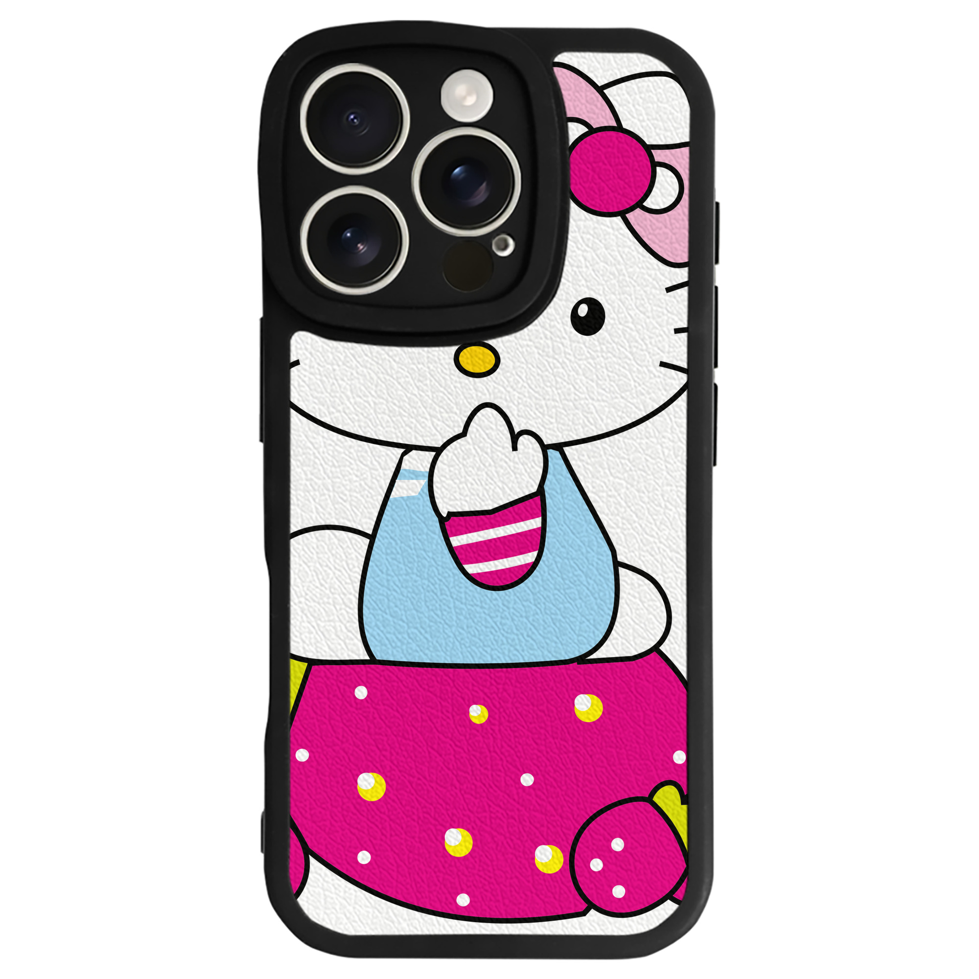 （画像用） Hello Kitty ハローキティ 【iPhone 16シリーズ対応】シリコンスマホケース（レザー調） 材質：シリコン
